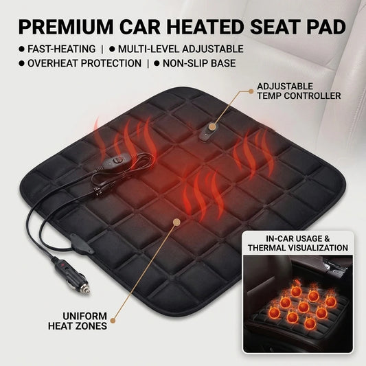 Car Square Checkered Heated Seat Cushion Universal USB Electric Heating Pads Adjustable Temperature Winter Car Interior Parts