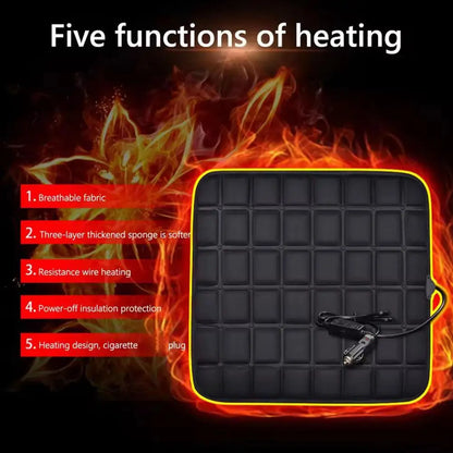 Car Square Checkered Heated Seat Cushion Universal USB Electric Heating Pads Adjustable Temperature Winter Car Interior Parts