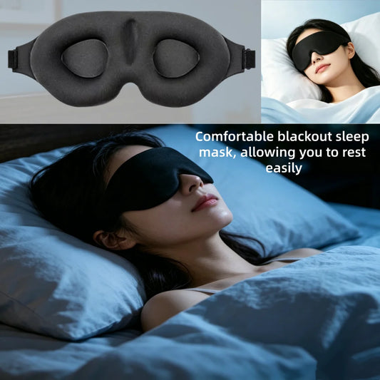 Sleep Mask, 3D Contour Cup Without Eye Pressure, Blackout Sleep Mask, With Adjustable Night Mask for Flight, Travel, Nap